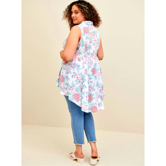 NWT Torrid Women's Shirt Babydoll Button flowy hi-low floral sleeveless size 5X - Picture 2 of 8